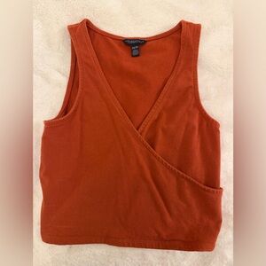 Orange V Neck Cropped Tank Top